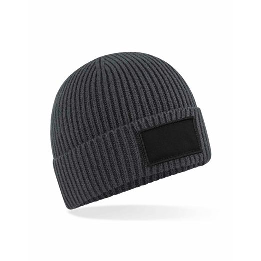 Beechfield  Fashion Patch Beanie Graphite Grey/Black