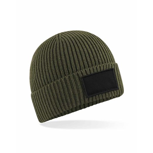 Beechfield  Fashion Patch Beanie Military Green/ Black