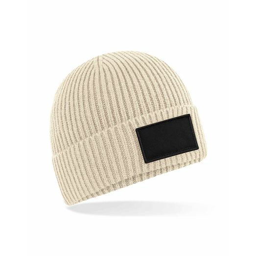 Beechfield  Fashion Patch Beanie Oatmeal/ Black