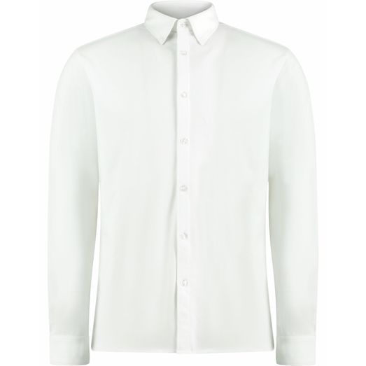 Kustom Kit Tailored Fit Superwash 60 Pique Shirt (Long Sleeve) White