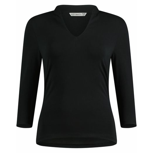 Kustom Kit Womens Regular Fit Mandarin Collar Top Black