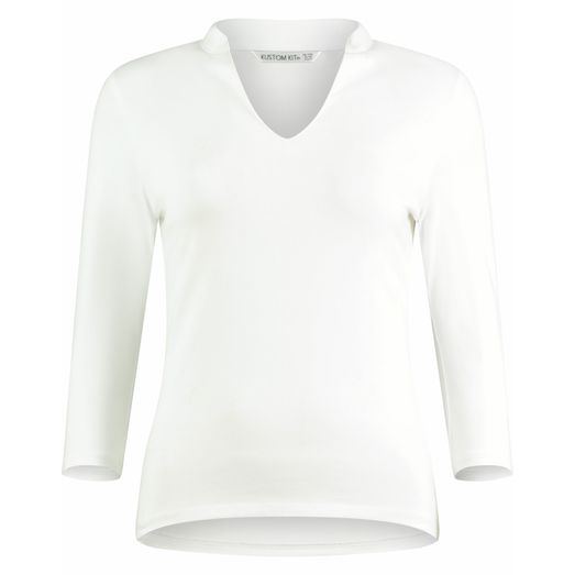 Kustom Kit Womens Regular Fit Mandarin Collar Top White