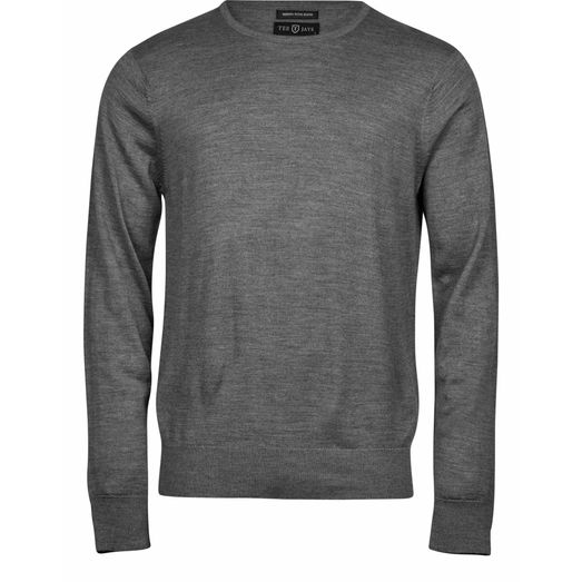 Tee Jays Men's Crew Neck Knitted Sweater  Grey Melange