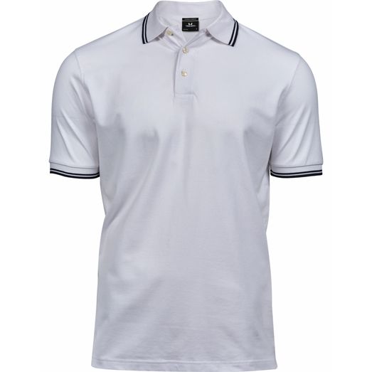 Tee Jays Men's Luxury Stripe Stretch Polo White/Navy