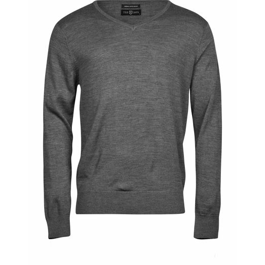 Tee Jays Men's V Neck Knitted Sweater Grey Melange