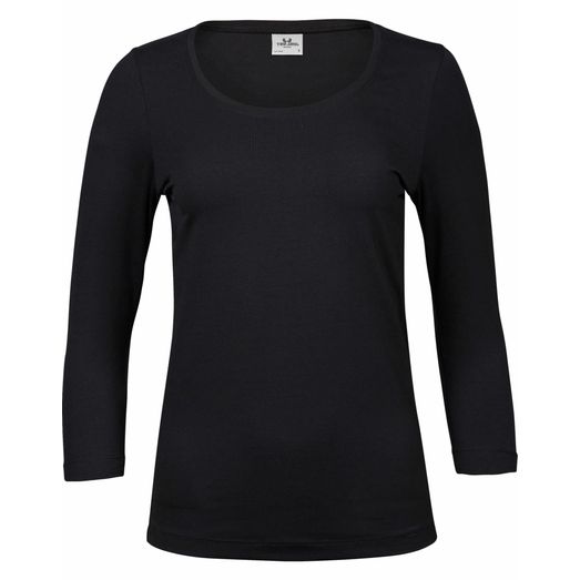 Tee Jays Women's Stretch 3/4 Sleeve Tee Black