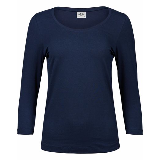 Tee Jays Women's Stretch 3/4 Sleeve Tee Navy Blue