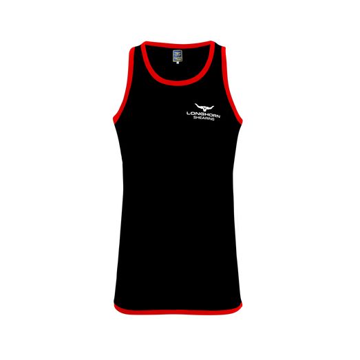 Longhorn Shearing Suffolk Long Tail Singlet Vest Black/Red
