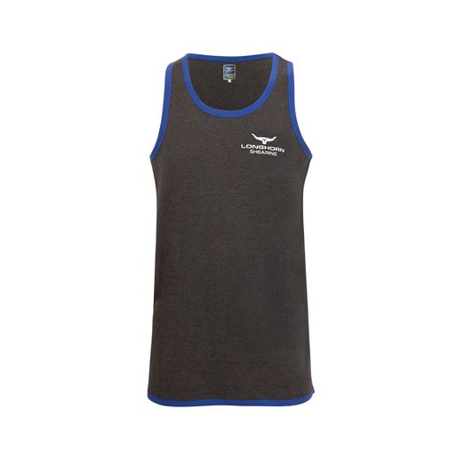 Longhorn Shearing Masham Long Tail Singlet Vest Grey/Blue