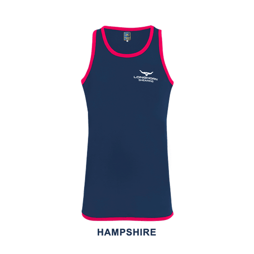 Longhorn Shearing Kids Hampshire Long Tail Singlet Vest Navy/Pink