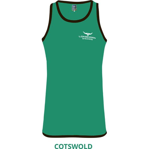 Longhorn Shearing Cotswold Long Tail Singlet Vest Green/Black
