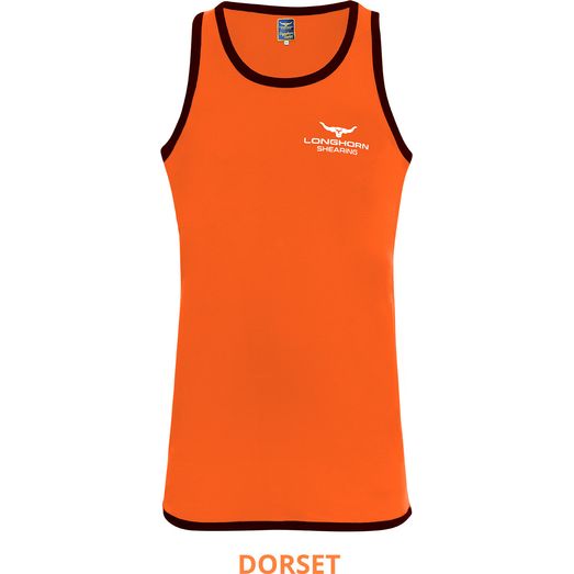 Longhorn Shearing Dorset Long Tail Singlet Vest Orange/Black