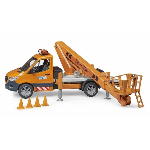 Bruder 02679 – MB Sprinter Avec Nacelle élévatrice Et Module Light & Sound, Jouet Pour Enfants Dès 3 Ans