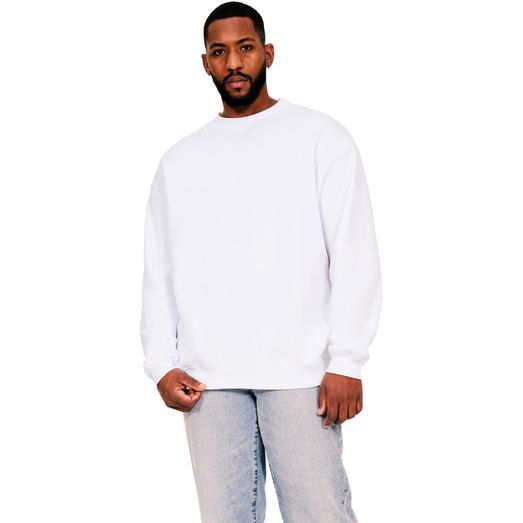 Casual Classics Ringspun Blended 280 Oversize Extended Neck Sweat - White