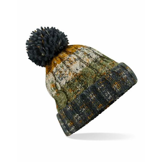 Beechfield Corkscrew Pom Pom Beanie Autumn Moss