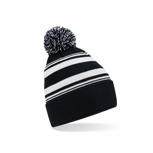 Beechfield Striped Fan Beanie Black/White