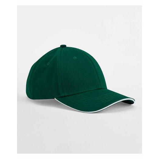 Beechfield EarthAware® Classic Organic Cotton 6 Panel Cap - _x000D_ Sandwich Peak Bottle Green/ White