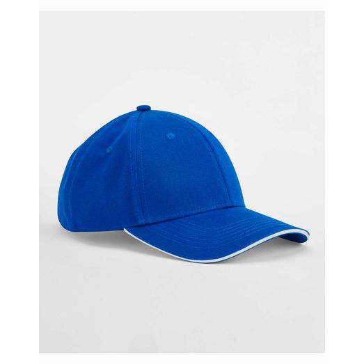 Beechfield EarthAware® Classic Organic Cotton 6 Panel Cap - _x000D_ Sandwich Peak Bright Royal/White