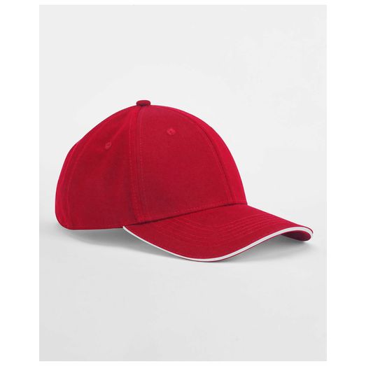 Beechfield EarthAware® Classic Organic Cotton 6 Panel Cap - _x000D_ Sandwich Peak Classic Red/White