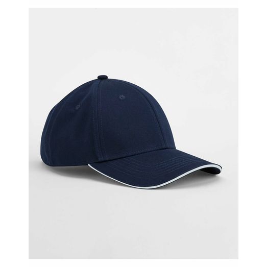 Beechfield EarthAware® Classic Organic Cotton 6 Panel Cap - _x000D_ Sandwich Peak French Navy/White