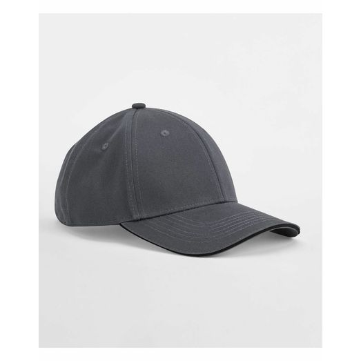 Beechfield EarthAware® Classic Organic Cotton 6 Panel Cap - _x000D_ Sandwich Peak Graphite Grey/Black