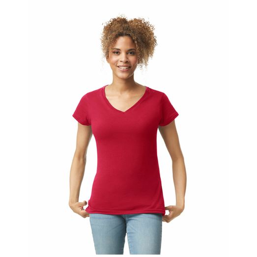 Gildan Softstyle® Ladies' V-Neck T-Shirt Cherry Red