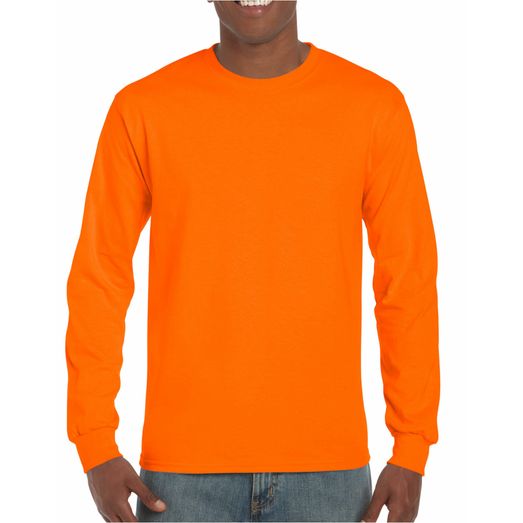 Gildan Ultra Cotton™ Adult Long Sleeve T-Shirt Safety Orange