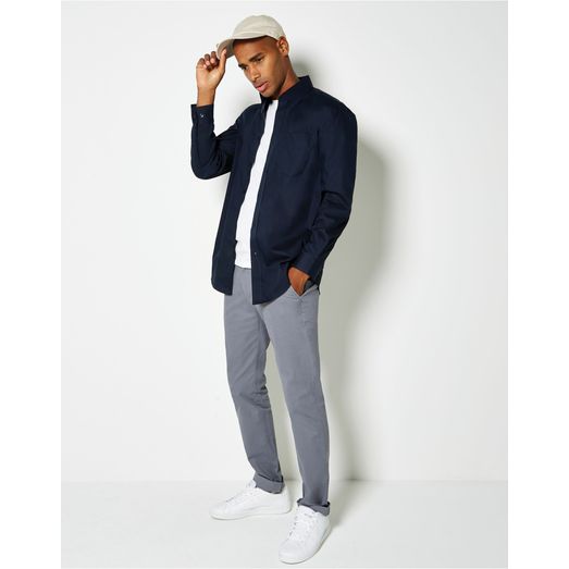 Kustom Kit Classic Fit Long Sleeve Premium Oxford Shirt Dark Navy