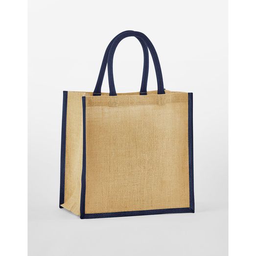 Westford Mill Natural Starched Jute Mini Gift Bag Natural/Navy