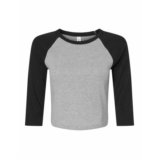 Bella Women's Micro Rib 3/4 Raglan Tee Athletic Heather/Black