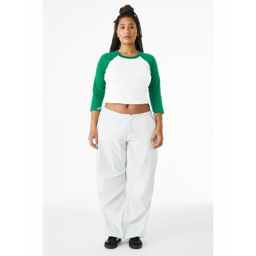 Bella Women's Micro Rib 3/4 Raglan Tee White/Kelly