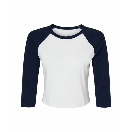 Bella Women's Micro Rib 3/4 Raglan Tee White/Navy
