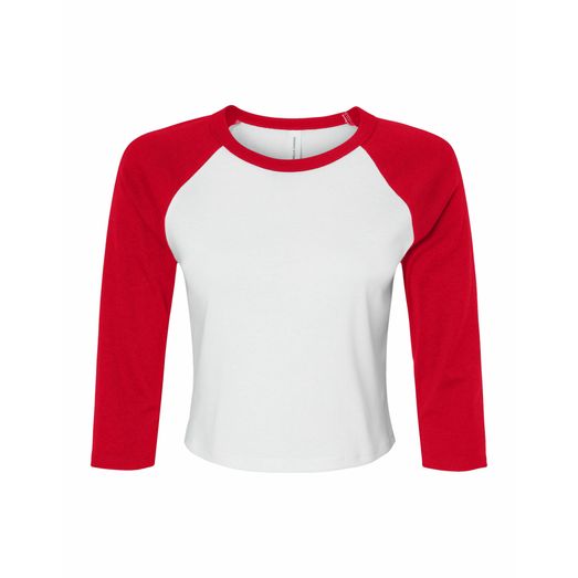 Bella Women's Micro Rib 3/4 Raglan Tee White/Red