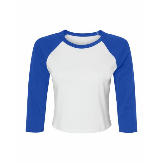 Bella Women's Micro Rib 3/4 Raglan Tee White/True Royal