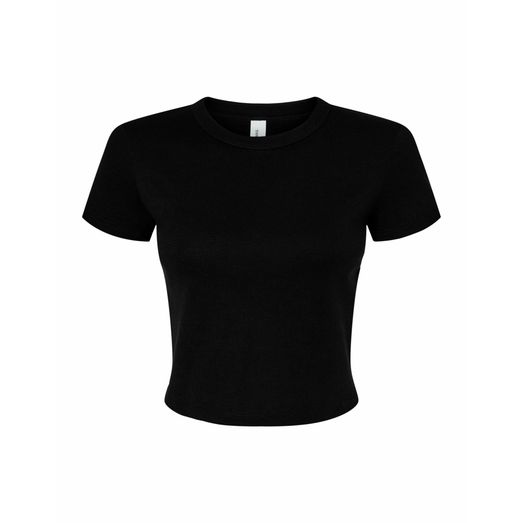 Bella Women's Micro Rib Baby Tee Solid Black Blend