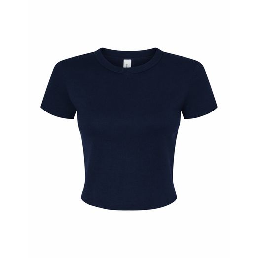 Bella Women's Micro Rib Baby Tee Solid Navy Blend