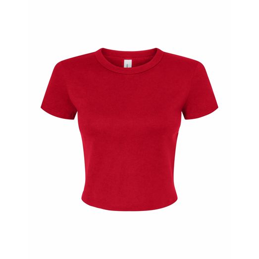 Bella Women's Micro Rib Baby Tee Solid Red Blend