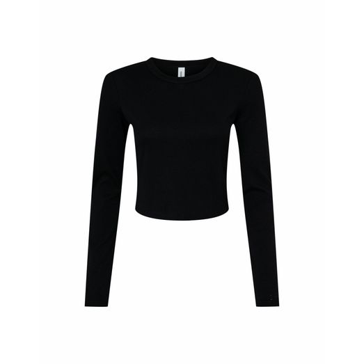 Bella Women's Micro Rib Long Sleeve Tee Solid Black Blend