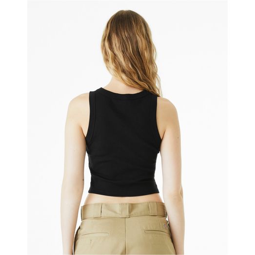 Bella Women's Micro Rib Racer Tank Solid Black Blend