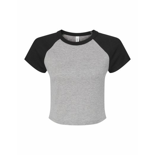 Bella Women's Micro Rib Raglan Baby Tee Athletic Heather/Black