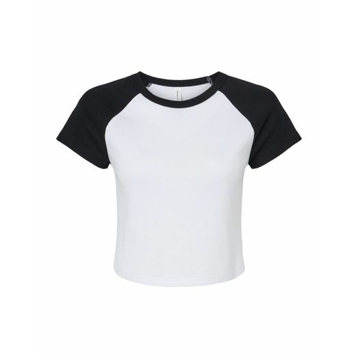Bella Women's Micro Rib Raglan Baby Tee White/Black