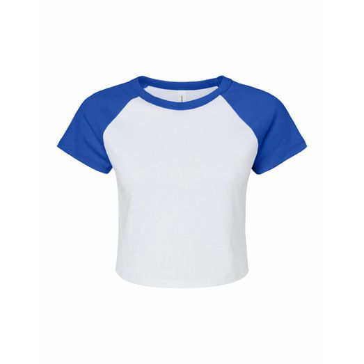 Bella Women's Micro Rib Raglan Baby Tee White/True Royal