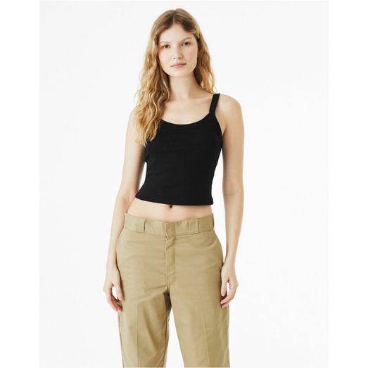 Bella Women's Micro Rib Strap Tank _x000D_ Solid Black Blend