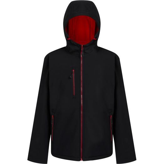 Regatta Professional Navigate 2 Layer Hooded Softshell Jacket - Black/Classic Red