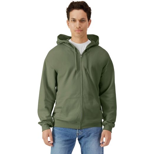 Gildan Softstyle Midweight Zip Hood Adult - Military Green