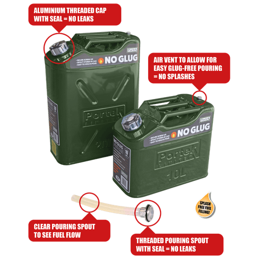 Portek No Glug Fuel Cans