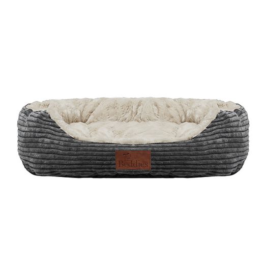 Beddies Plush Cord Lounger Dog Bed Grey