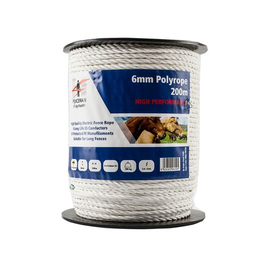 200m Fenceman High Performance Polyrope Electric Fence Rope White