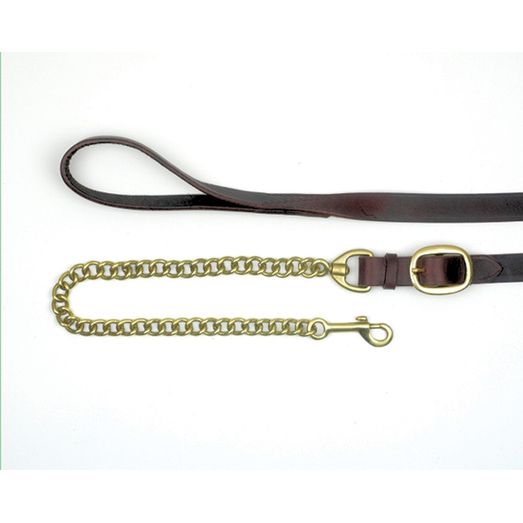 Mackey Classic Leather Lead Buckle End with Chain Black