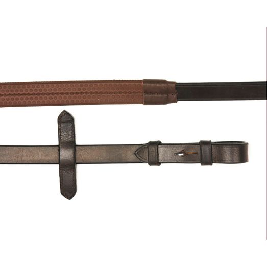 Mackey Classic Leather Rubber Grip Reins Brown